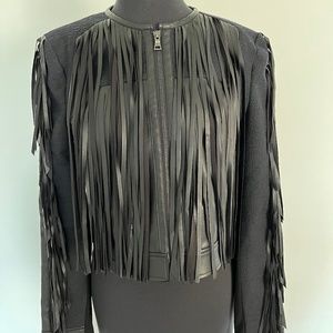 Bcbg Crop jacket faux leather fringes